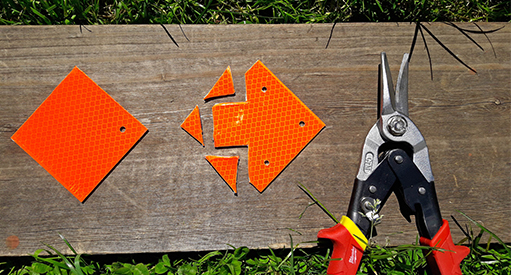 Did you know trail markers can be transformed into a directional arrow using your next-door neighbour’s sheet metal snips?